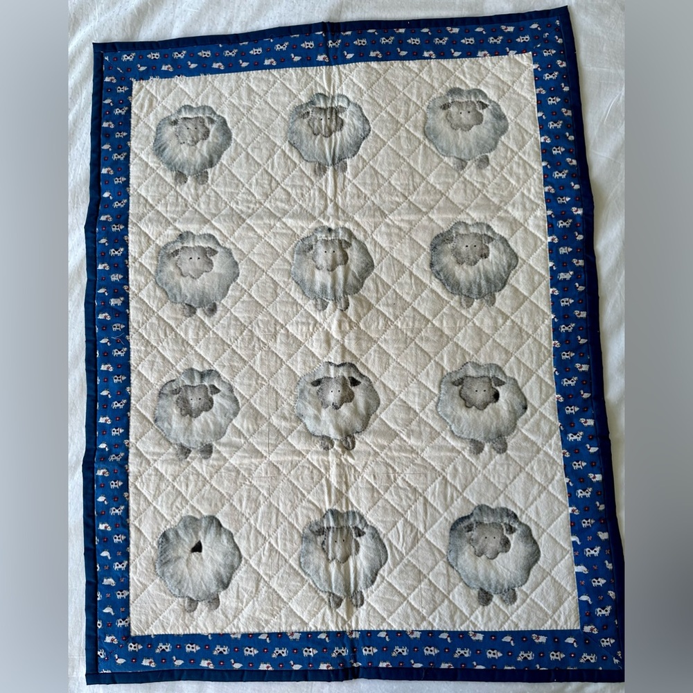 Hand Quilted Lamb Baby Quilt